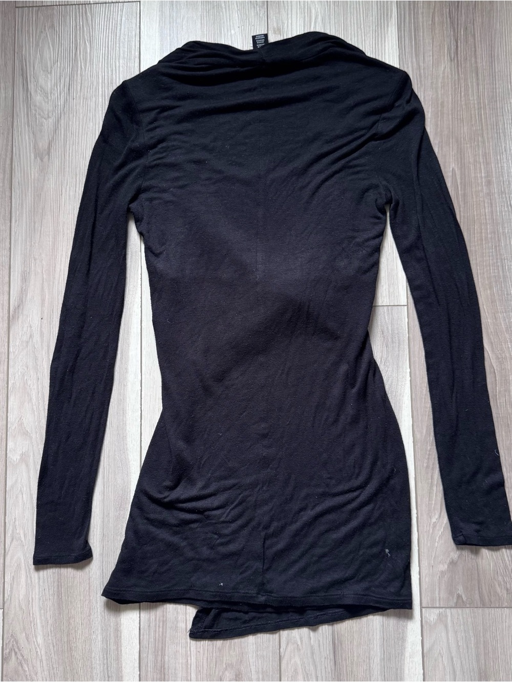 White House Black Market Black Knit long sleeve Top asymmetrical tunic - Picture 5 of 5